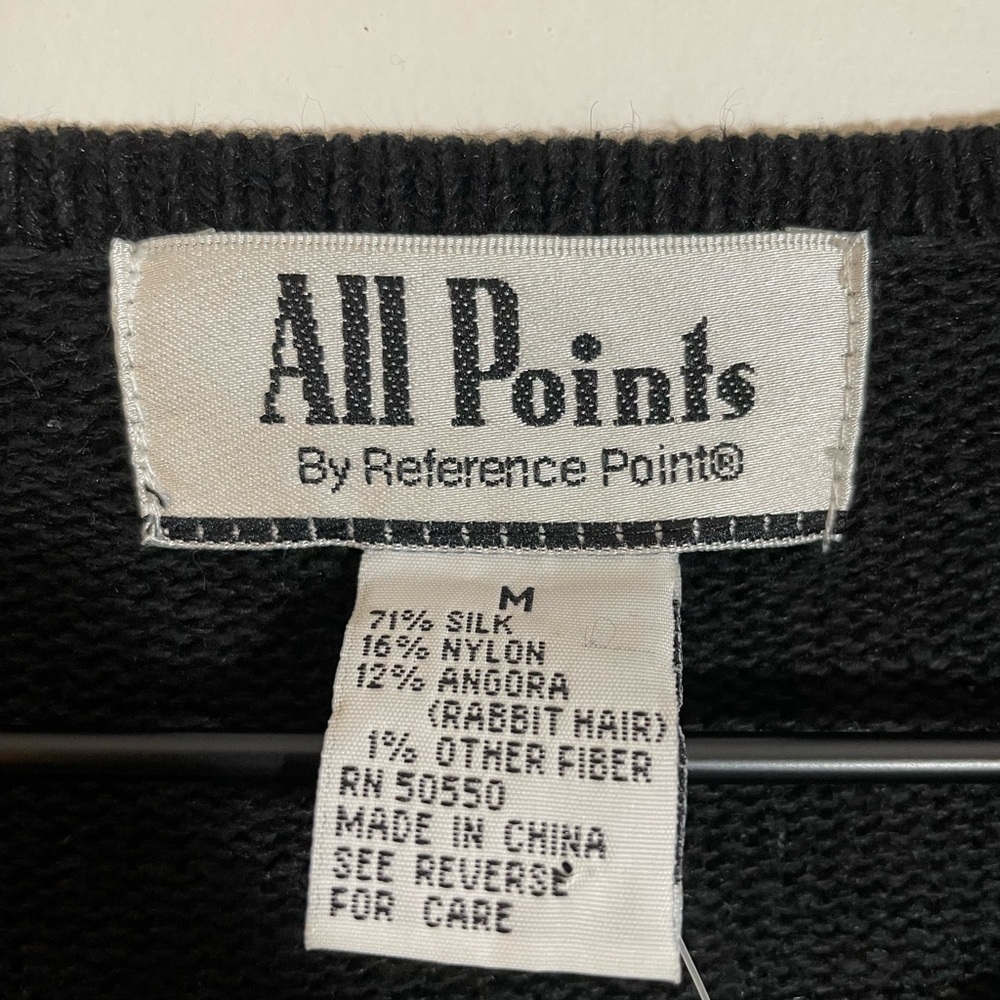 NWTAll Points by Reference Point Silk Blend Black Knit Cardigan Sweater Sz Med - Picture 2 of 11